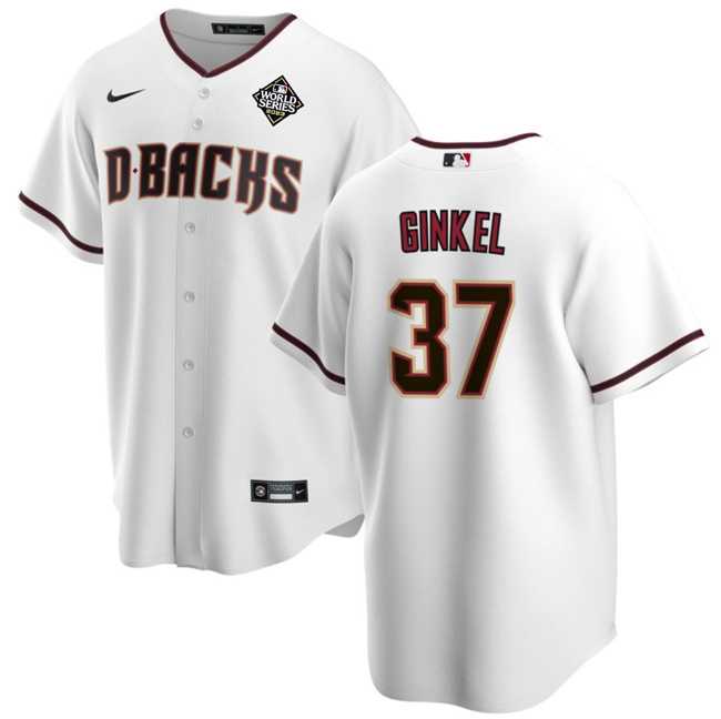 Mens Arizona Diamondbacks #37 Kevin Ginkel White 2023 World Series Cool Base Stitched Jersey Dzhi